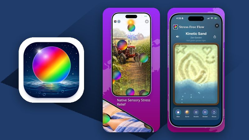 The Stress Free Flow app icon and App Store screenshots