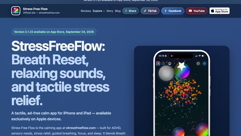 The stressfreeflow.com home page
