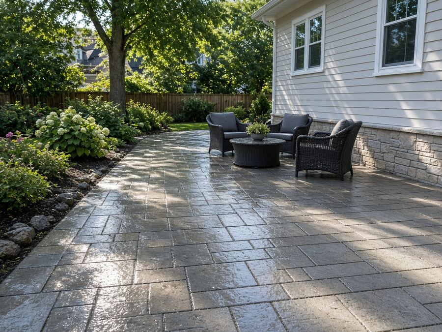 A paver patio ready for summer